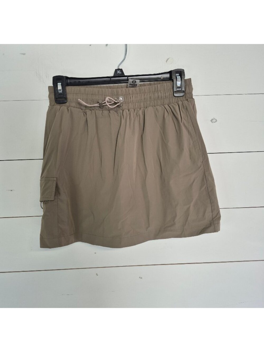 Mono B Womens Taupe Cargo Skort With Pockets Drawstring Elastic‎ Waist M